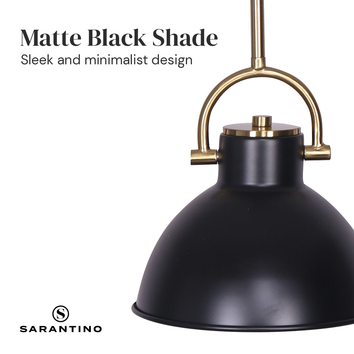 Sarantino Matte Black and Gold Pendant Light, Adjustable 60-140cm, 20x75cm - SuperSaverAU - view 4