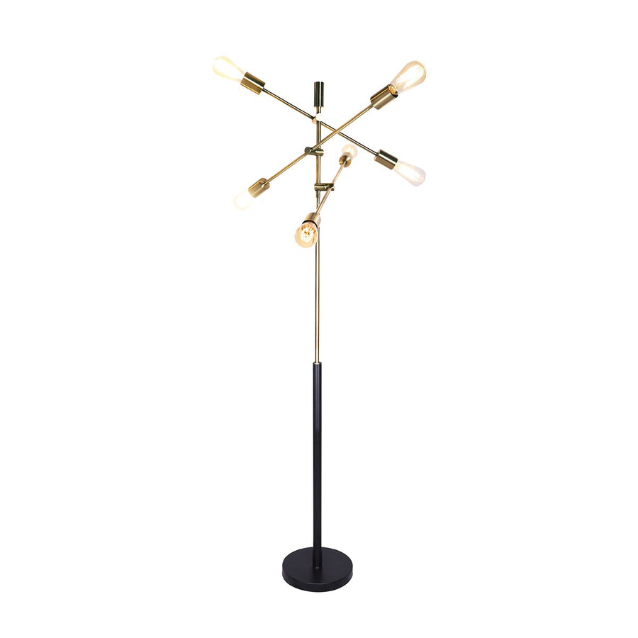Premium Sarantino 6-Light Metal Sputnik Floor Lamp - Antique Brass