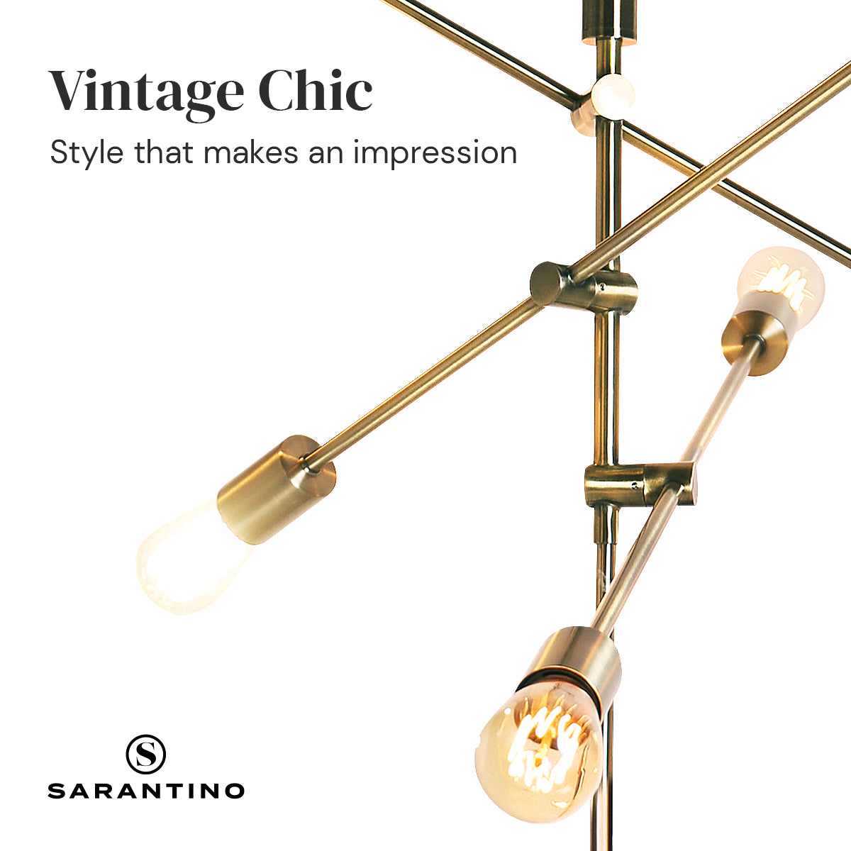 Premium Sarantino 6-Light Metal Sputnik Floor Lamp - Antique Brass