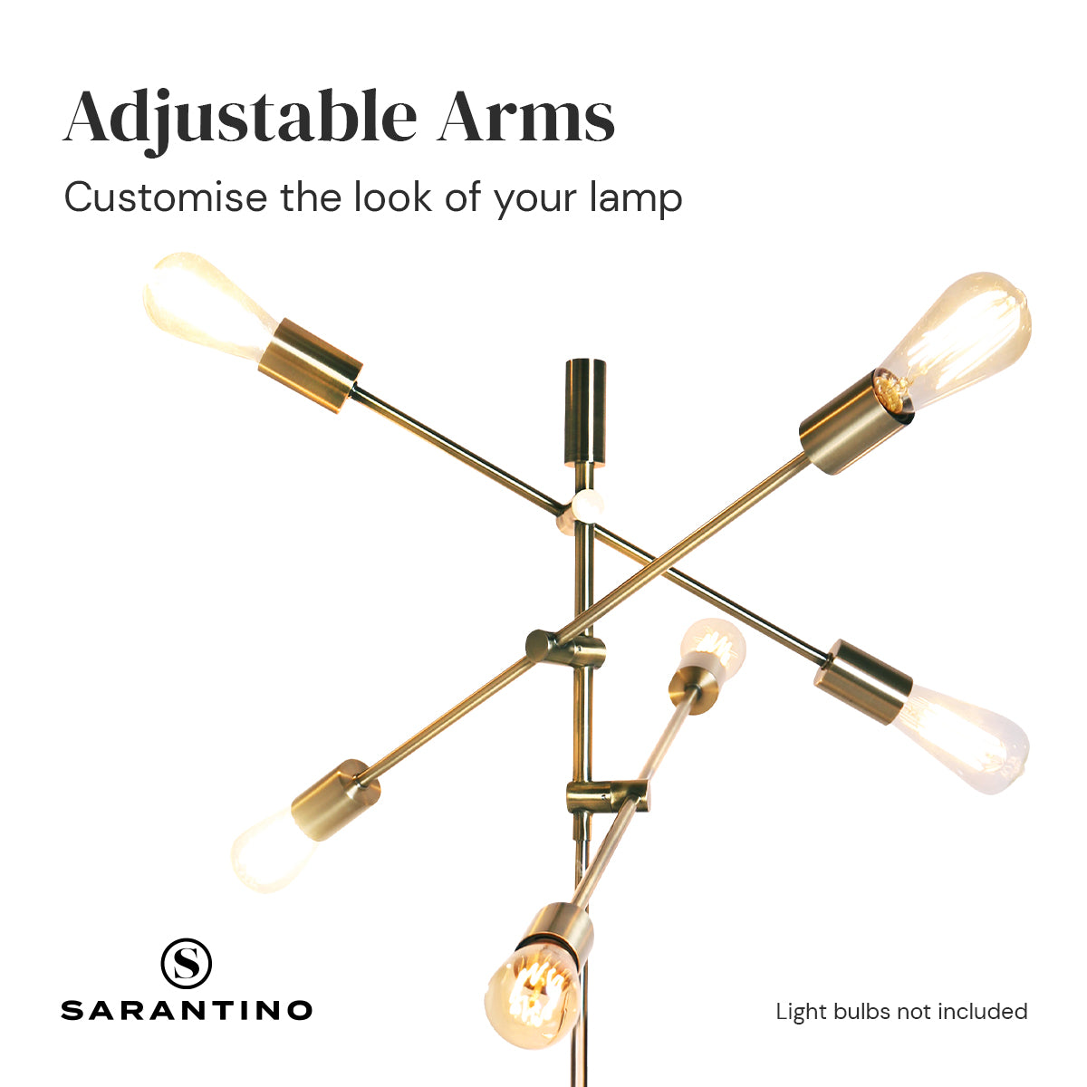 Premium Sarantino 6-Light Metal Sputnik Floor Lamp - Antique Brass