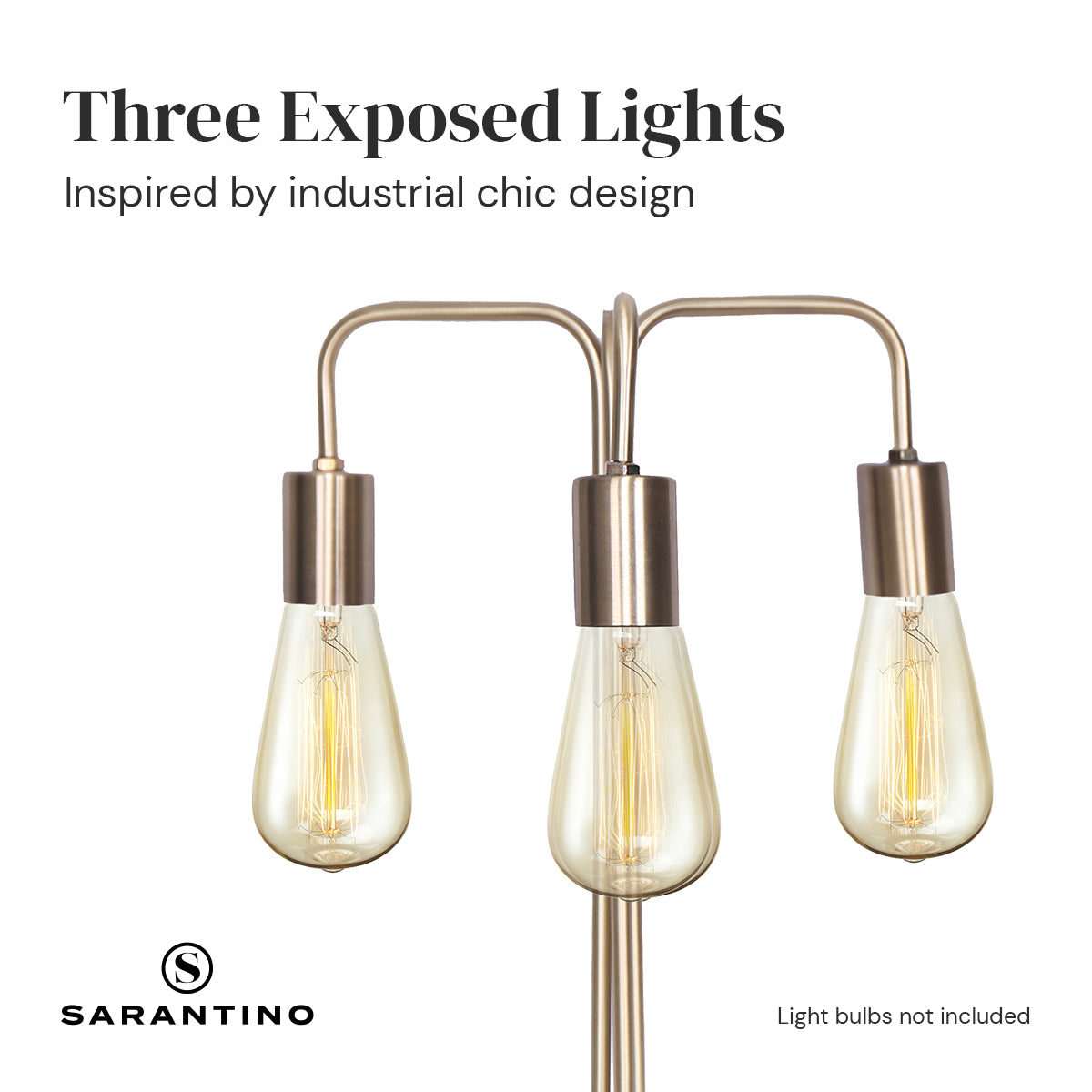 Sarantino Industrial Table Lamp 49cm with 3 Exposed Bulbs & Rotary Switch - SuperSaverAU - view 2