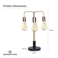 Sarantino Industrial Table Lamp 49cm with 3 Exposed Bulbs & Rotary Switch - SuperSaverAU - view 3