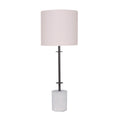 Sarantino Concrete & Metal Table Lamp, 23 x 76cm, White Linen Shade, Stylish Design - SuperSaverAU - view 1