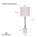 Sarantino Concrete & Metal Table Lamp, 23 x 76cm, White Linen Shade, Stylish Design - SuperSaverAU - view 5