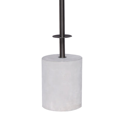 Sarantino Concrete & Metal Table Lamp with Ghost-White Linen Drum Shade