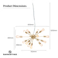 Sarantino 15-Light Sputnik Chandelier, Brass Finish, 70x70x120cm, Adjustable - SuperSaverAU - view 4