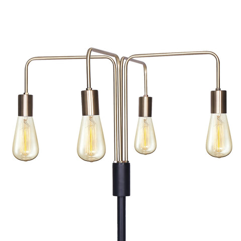 Sarantino 160cm Modern Exposed Bulb 4-Arm Industrial Floor Lamp, Antique Brass - SuperSaverAU - view 1