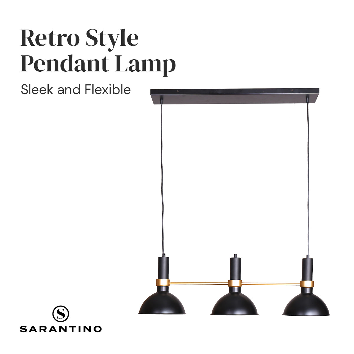 Sarantino 3-Light Adjustable Pendant Lamp 80x20x27~120cm, Elegant Design - SuperSaverAU - view 2