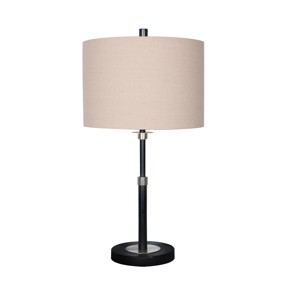 Sarantino Black Metal Table Lamp with Linen Shade - Elegant Design