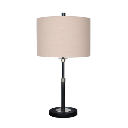 Sarantino Black Metal Table Lamp with Linen Shade - Elegant Design