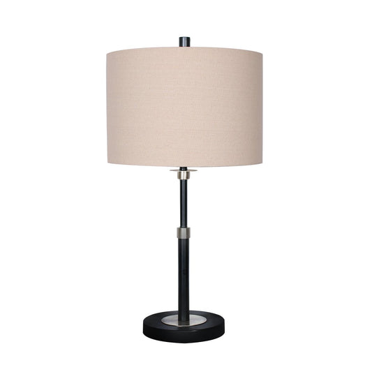 Sarantino Black Metal Table Lamp with Linen Shade - Elegant Design
