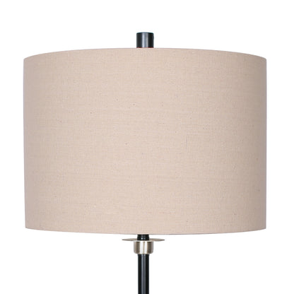 Sarantino Black Metal Table Lamp with Linen Shade - Elegant Design