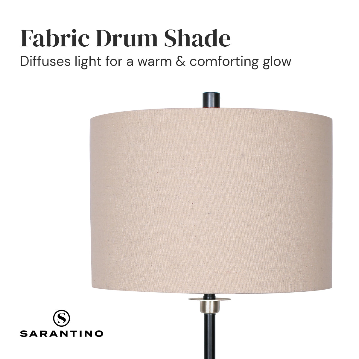 Sarantino Black Metal Table Lamp with Linen Shade - Elegant Design