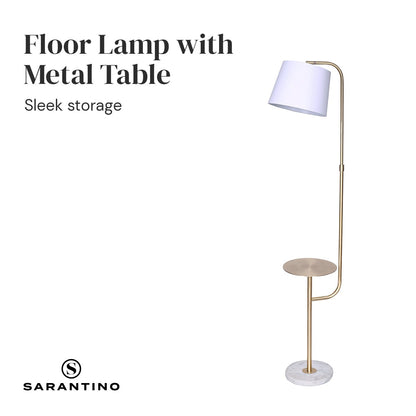 Sarantino Marble & Metal End Table Lamp - Adjustable Height