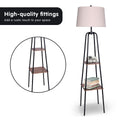 Sarantino Industrial Chic Floor Lamp with Wood Finish Shelves 41x41x155cm - SuperSaverAU - view 2