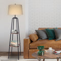 Sarantino Industrial Chic Floor Lamp with Wood Finish Shelves 41x41x155cm - SuperSaverAU - view 3