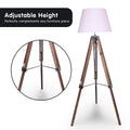 Sarantino Solid Wood Tripod Floor Lamp, Adjustable Height, White Shade, 65x65x145cm - SuperSaverAU - view 2