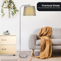 Sarantino Metal Task Floor Lamp 32x50x150cm Nickel Finish Grey Fabric Shade - SuperSaverAU - view 3