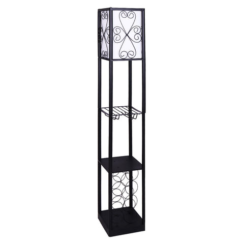 Sarantino Metal Etagere Floor Lamp with Wine Holder Shelf, 26 x 26 x 160cm - SuperSaverAU - view 1