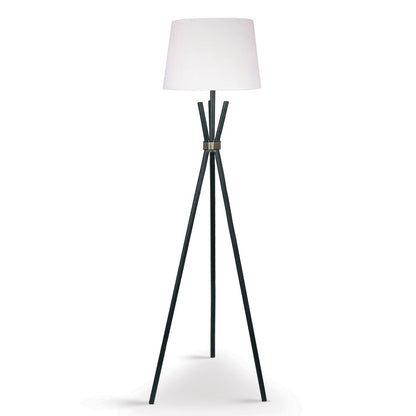 Sarantino Tripod Floor Lamp - Metal & Antique Brass with Off-White Shade