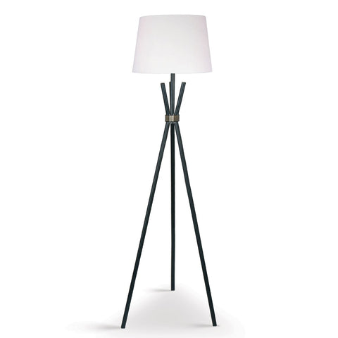 Sarantino Tripod Floor Lamp - Metal & Antique Brass with Off-White Shade - SuperSaverAU - view 1
