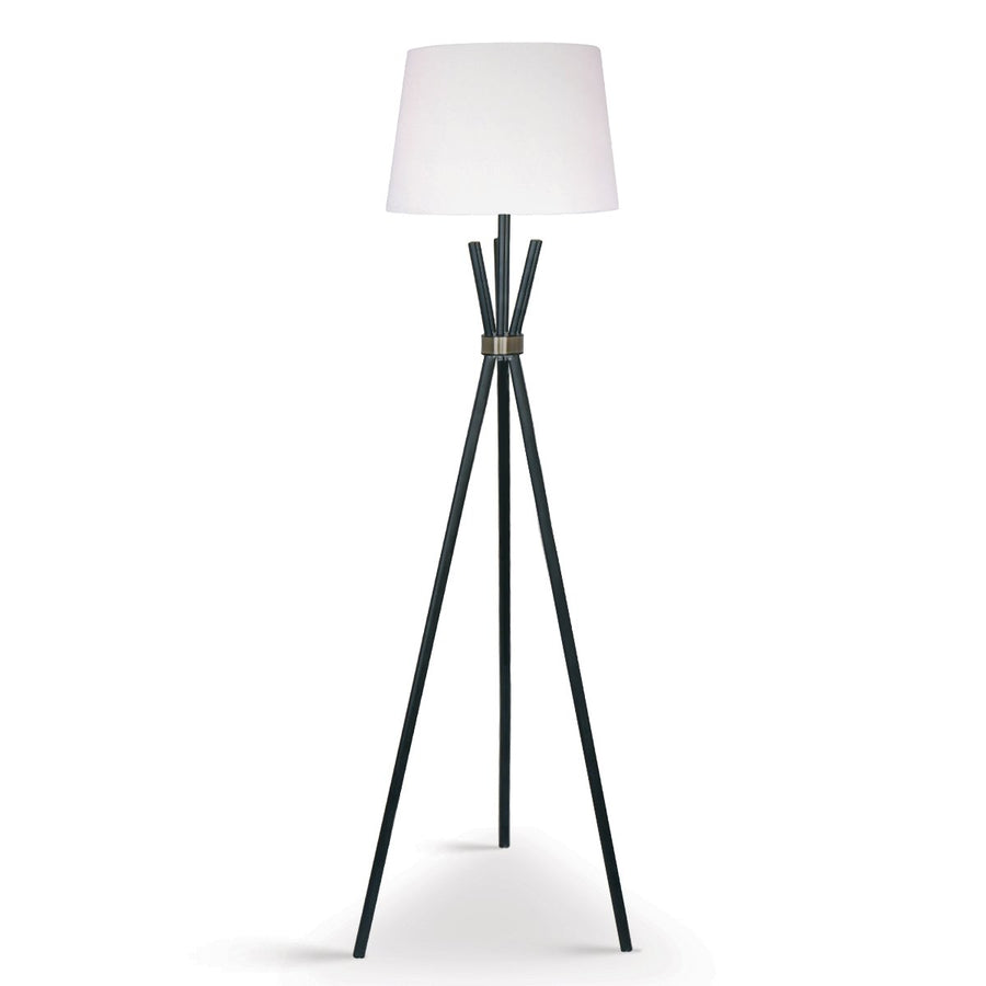 Sarantino Tripod Floor Lamp - Metal & Antique Brass with Off-White Shade - SuperSaverAU - view 1