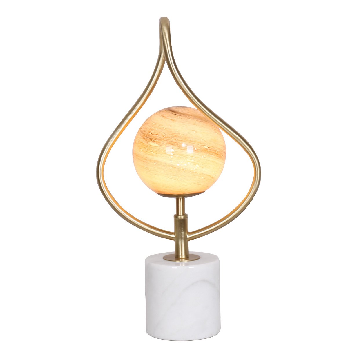 Sarantino Sculptural Orange Glass Table Lamp with White Marble Base - SuperSaverAU - view 1
