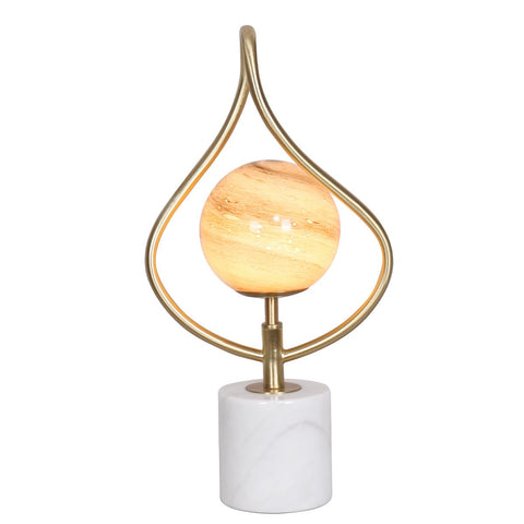 Sarantino Sculptural Orange Glass Table Lamp with White Marble Base - SuperSaverAU - view 1