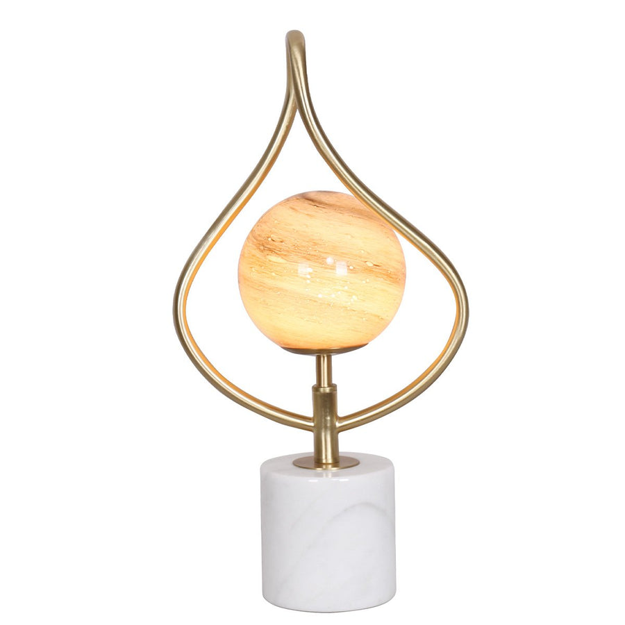 Sarantino Sculptural Orange Glass Table Lamp with White Marble Base - SuperSaverAU - view 1