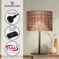 Sarantino Rattan Desk Lamp with Black Marble Base - Natural Brown Shade - SuperSaverAU - view 5