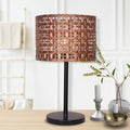 Sarantino Rattan Desk Lamp with Black Marble Base - Natural Brown Shade - SuperSaverAU - view 6