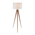 Sarantino Metal Tripod Floor Lamp with Wooden Finish & White Shade - SuperSaverAU - view 1