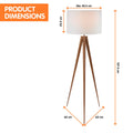 Sarantino Metal Tripod Floor Lamp with Wooden Finish & White Shade - SuperSaverAU - view 2