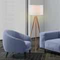 Sarantino Metal Tripod Floor Lamp with Wooden Finish & White Shade - SuperSaverAU - view 6