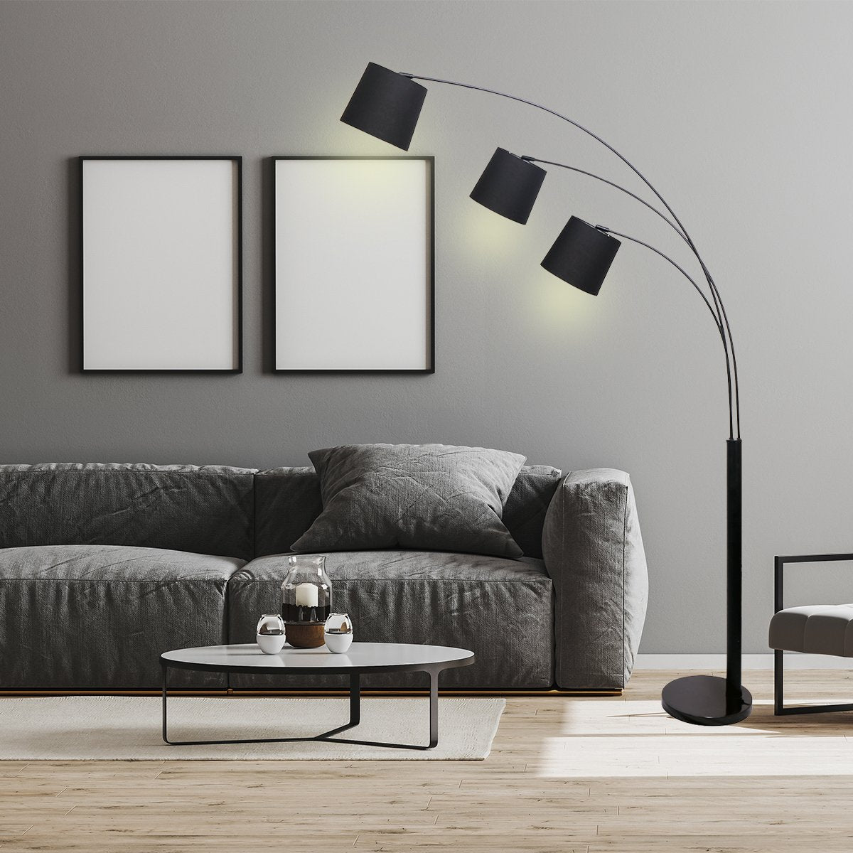 Sarantino 3-Light Arc Floor Lamp, Adjustable Black, 200cm, Mid-Century Modern - SuperSaverAU - view 3