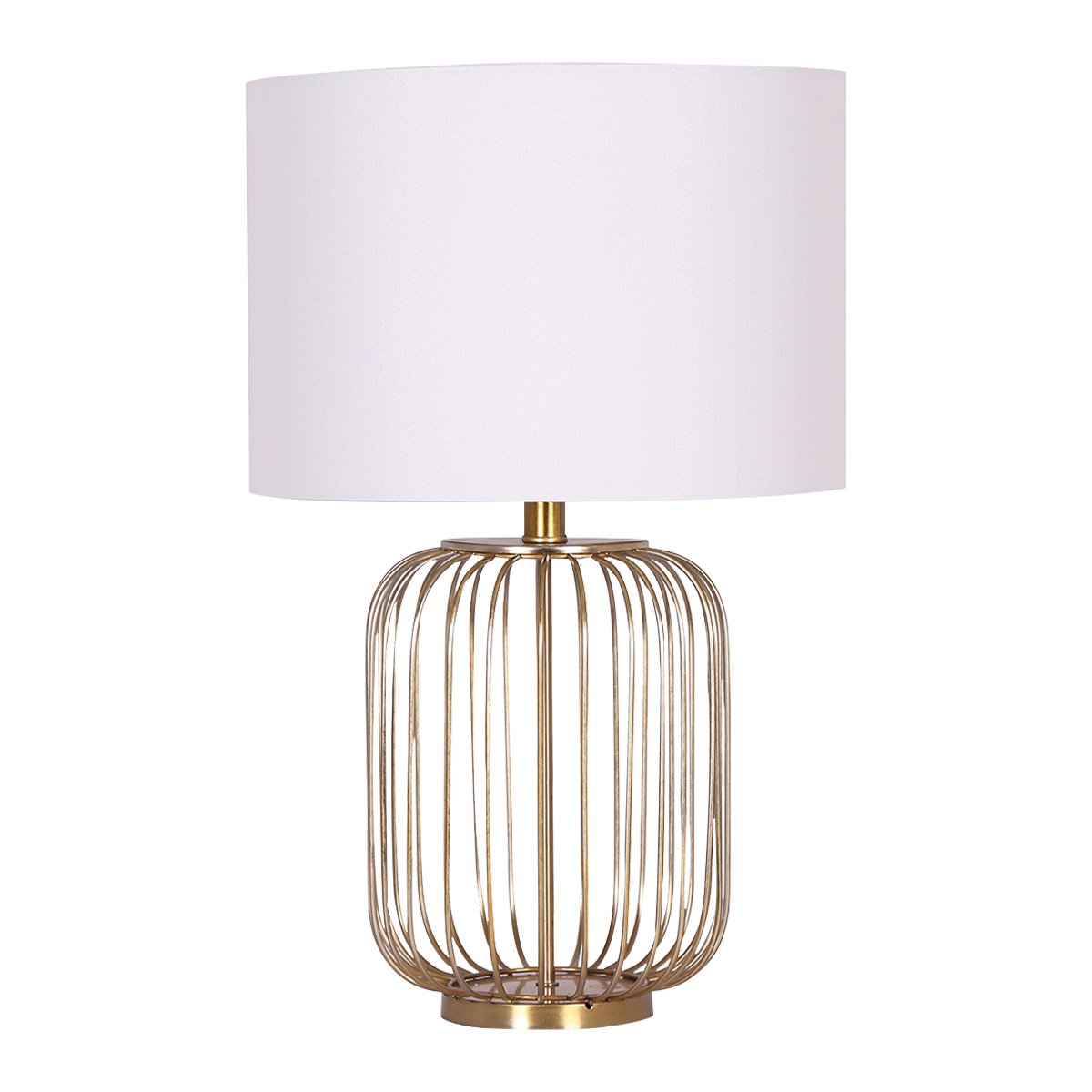 Sarantino Rose Gold Table Lamp with Linen Drum Shade - Elegant Design