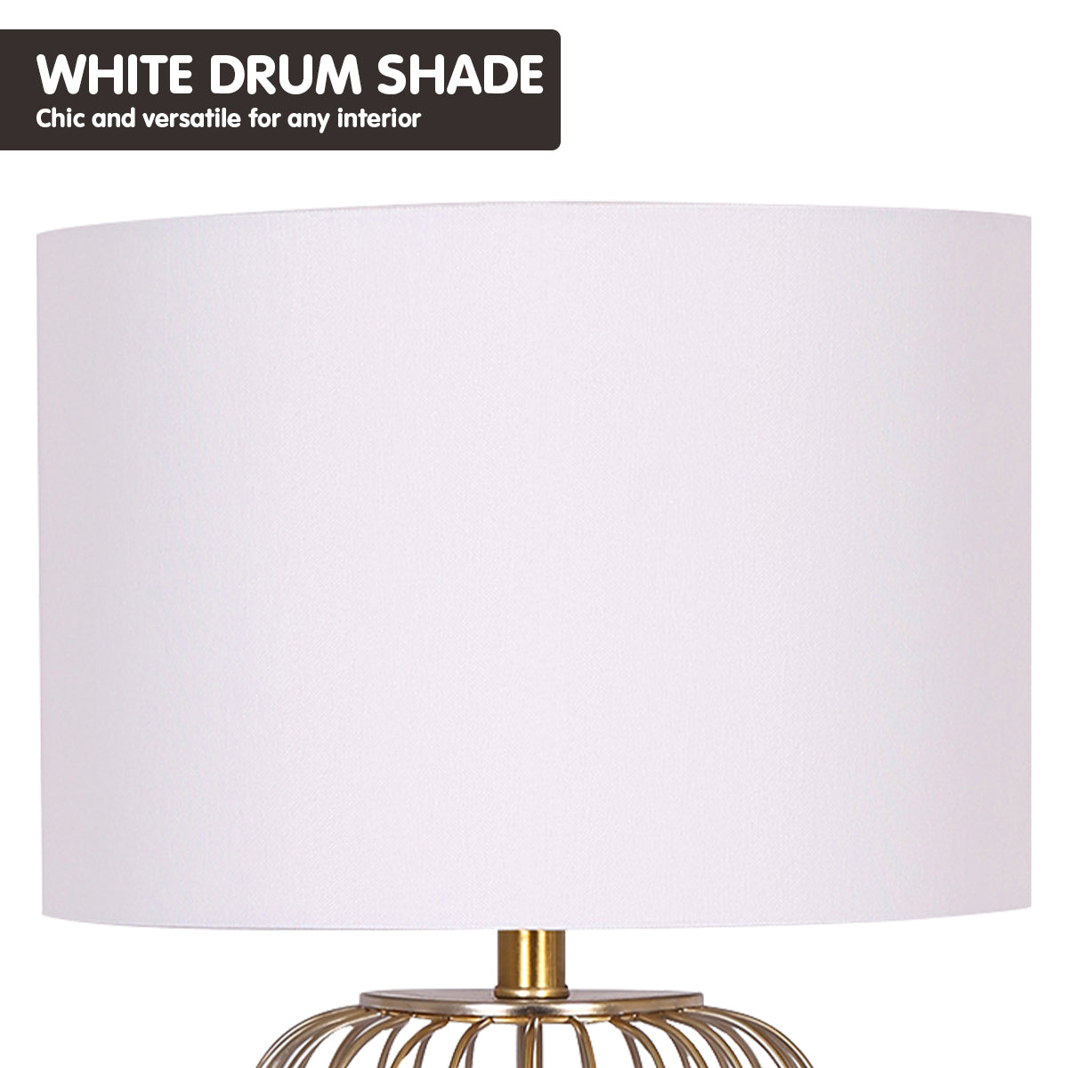 Sarantino Rose Gold Table Lamp with Linen Drum Shade - Elegant Design