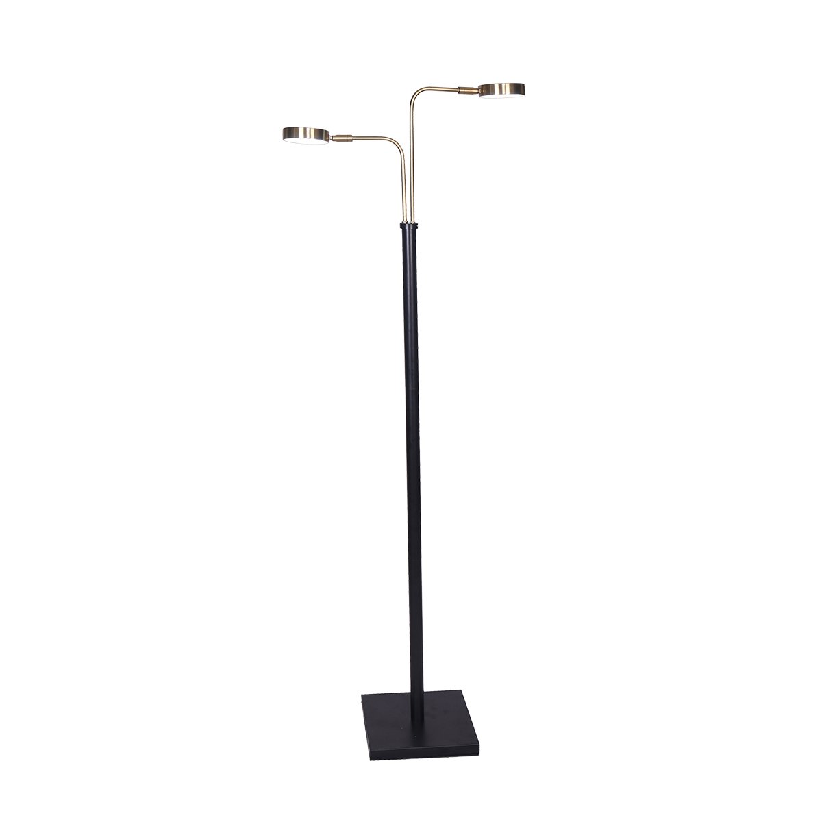 Sarantino LED Floor Lamp, 2 Adjustable Lights, Brushed Gold & Black, 51 x 148cm - SuperSaverAU - view 1