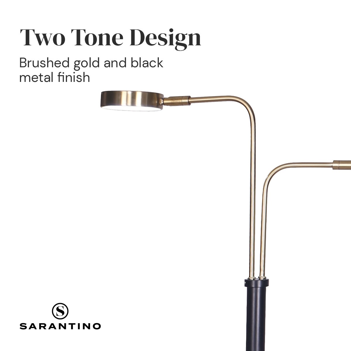 Sarantino LED Floor Lamp, 2 Adjustable Lights, Brushed Gold & Black, 51 x 148cm - SuperSaverAU - view 5