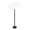Sarantino Floor Lamp 26.5x26.5x167CM, White Linen Shade, Brushed Gold/Black Finish - SuperSaverAU - view 1