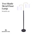 Sarantino Floor Lamp 26.5x26.5x167CM, White Linen Shade, Brushed Gold/Black Finish - SuperSaverAU - view 3