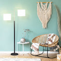 Sarantino Floor Lamp 26.5x26.5x167CM, White Linen Shade, Brushed Gold/Black Finish - SuperSaverAU - view 5