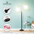 Sarantino Floor Lamp 26.5x26.5x167CM, White Linen Shade, Brushed Gold/Black Finish - SuperSaverAU - view 6