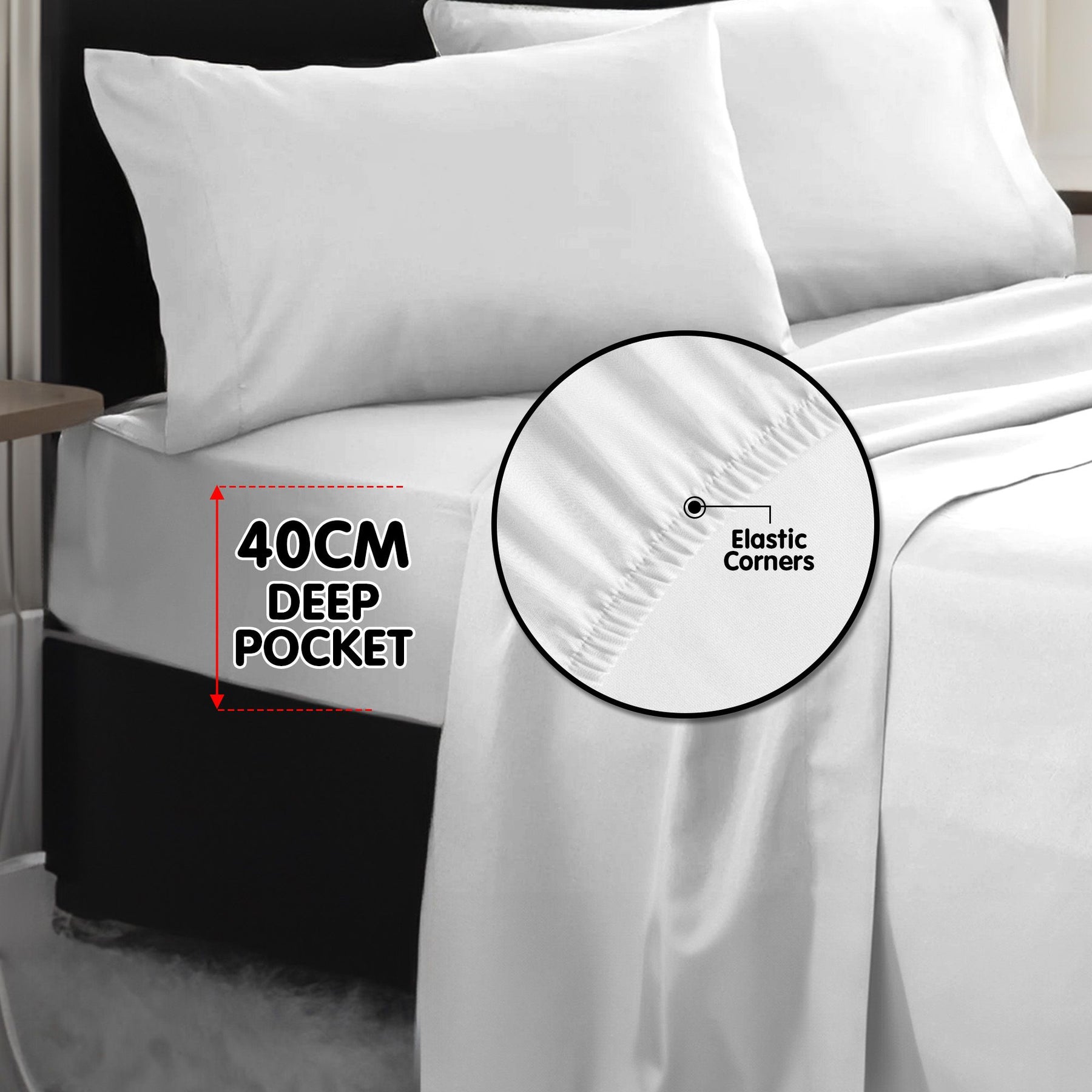 Laura Hill 750 Thread Count Pure Cotton Queen Bed Sheet Set 4 Piece Gift Pack - White - SuperSaverAU - view 7