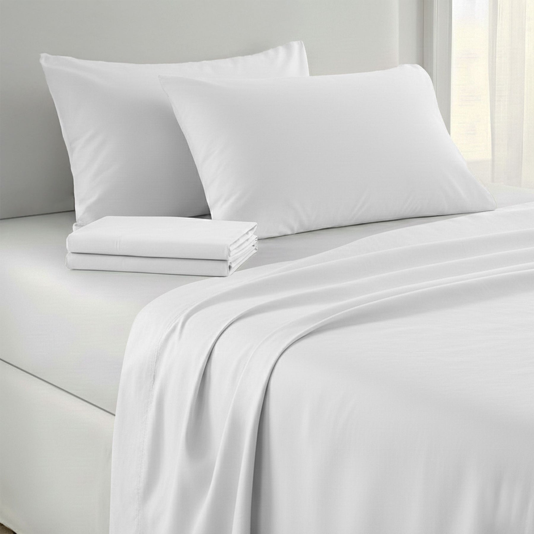 Laura Hill 750 Thread Count Pure Cotton Queen Bed Sheet Set 4 Piece Gift Pack - White - SuperSaverAU - view 8