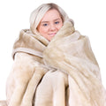Laura Hill Faux Mink Blanket Double-Sided 600GSM Queen Size Beige - SuperSaverAU - view 1