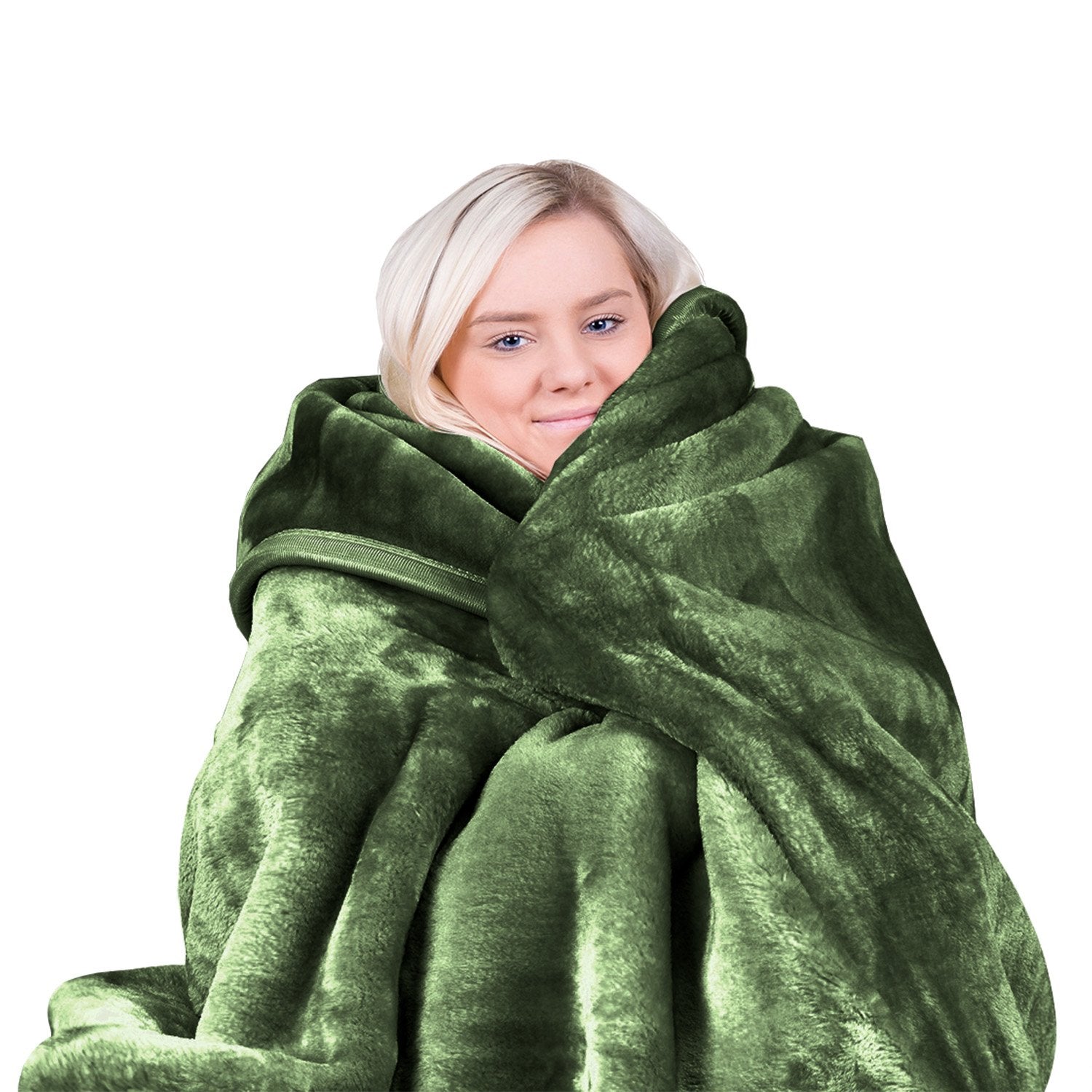 Laura Hill 600GSM Double-Sided Faux Mink Blanket – Green Queen