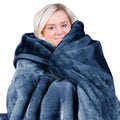 Laura Hill 800GSM Double-Sided Faux Mink Blanket – Blue Queen