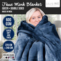 Laura Hill 800GSM Double-Sided Faux Mink Blanket – Blue Queen