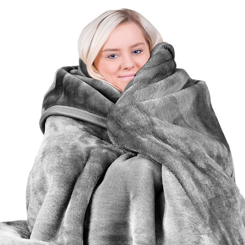Laura Hill Faux-Mink Blanket Double Sided 220x240cm Soft Plush Throw Rug - SuperSaverAU - view 1